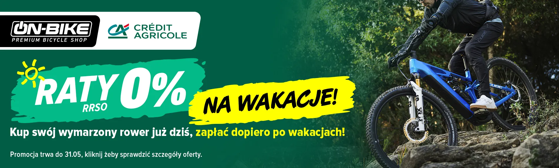 Raty RRSO 0% na wakacje - On-Bike Credit Agricole